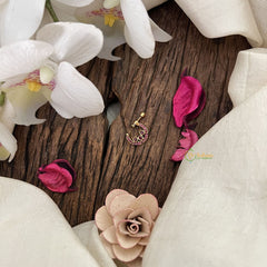 Vriksham Designer Three Dot Bridal Naths/Nose pin-Red-G18680