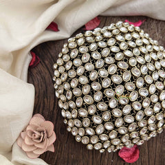 Vriksham Bridal Pear Crystal Design Gold Tone Hair Bun Cage Accessory-H1224