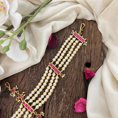 Vriksham Designer Lotus & Pearl Matha Patti with Kundan Jadau Drop Double Side Maang Tikka-J3475