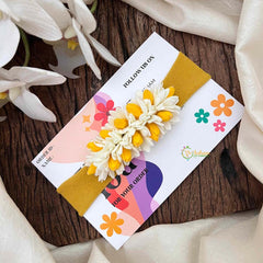 Vriksham Yellow and White Jasmine Flower Baby Headband Flower Accessories-KH1385