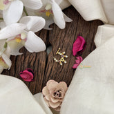 Vriksham Designer Square Naths/Nose pin-Red White & Green-Pearl-G18683