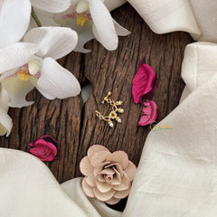 Vriksham Designer Square Naths/Nose pin-Red-Pearl-G18681