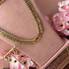 Vriksham Elephant Idol With Lotus Lakshmi kasu Mala Bridal Set-G21056