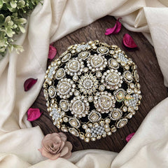 Vriksham Bridal Crystal Design Gold Tone & Pearls Hair Bun Cage Accessory-H1226