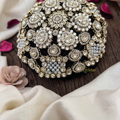 Vriksham Bridal Crystal Design Gold Tone & Pearls Hair Bun Cage Accessory-H1226