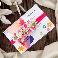 Vriksham Pink and White Jasmine Flower Baby Headband Flower Accessories-KH1388