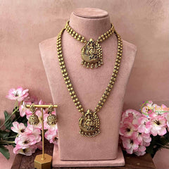 Vriksham Golden Floral Kasu Mala With Peacock Lakshmi Pendant Bridal Set-G21058