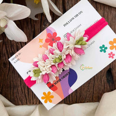 Vriksham Pink and White Jasmine Flower Baby Headband Flower Accessories-KH1388