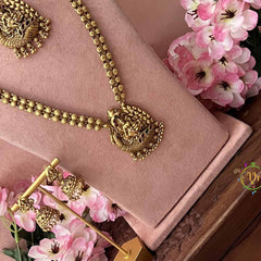 Vriksham Golden Floral Kasu Mala With Peacock Lakshmi Pendant Bridal Set-G21058