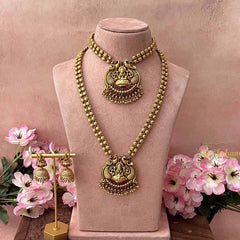 Vriksham Golden Floral Kasu Mala With Lotus Lakshmi Pendant Bridal Set-G21057