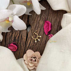 Vriksham unique Flower Naths/Nose pin-Red White & Green-Pearl-G18672