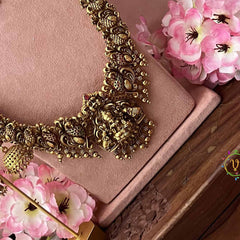 Vriksham Golden Look Peacock Nakshi With Lakshmi Bridal Set-Gold Bead-G21054