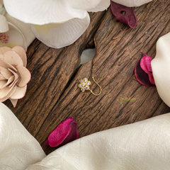 Vriksham Floral AD Stone Nath/Nose pin-White-G17403