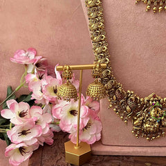 Vriksham Golden Look Peacock Nakshi With Lakshmi Bridal Set-Gold Bead-G21054