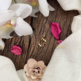 Vriksham oval Round style Naths/Nose pin-Red Green & White-G18691