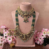 Vriksham Elegant Peacock Nakshi With Lakshmi Pendant Pearls Detailing Bridal Set-G21079