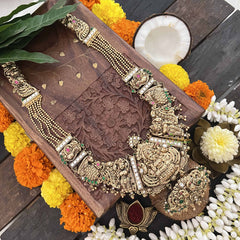 Vriksham Godess Lakshmi With Elegant Peacock Style 1 gm Gold Long Neckpiece-G20305