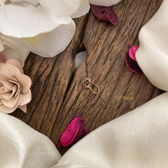 Vriksham Unique Designer AD Stone Nath/Nose pin-Red White & Green-G17401