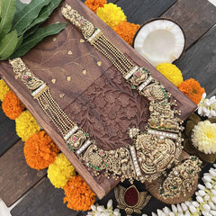 Vriksham Godess Lakshmi With Elegant Peacock Style 1 gm Gold Long Neckpiece-G20305