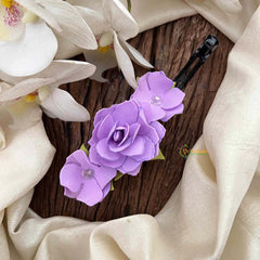 Vriksham Handmade Lavender Rose Hair Clip Flower Accessories-KH1344