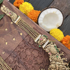 Vriksham Godess Lakshmi With Elegant Peacock Style 1 gm Gold Long Neckpiece-G20305