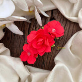 Vriksham Handmade Red Rose Hair Clip Flower Accessories-KH1348