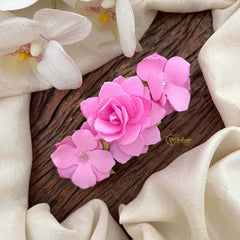 Vriksham Handmade Pink Rose Hair Clip Flower Accessories-KH1345