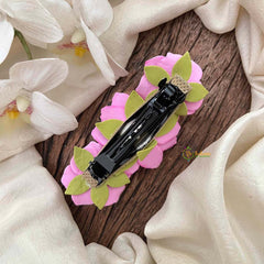 Vriksham Handmade Pink Rose Hair Clip Flower Accessories-KH1345