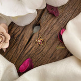 Vriksham Elegant Floral AD Stone Nath/Nose pin-Red White-G17358