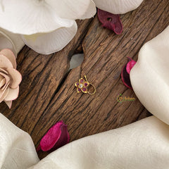 Vriksham Elegant Floral AD Stone Nath/Nose pin-Red White-G17358