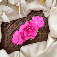 Vriksham Handmade Deep Pink Rose Hair Clip Flower Accessories-KH1347