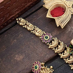 Vriksham Dual Peacock Style Gold Look Long Neckpiece-G21085