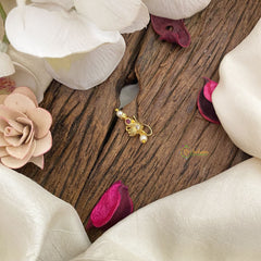 Vriksham Gold Look Alike Designer AD Stone Nath/Nose pin-Red White-G17410