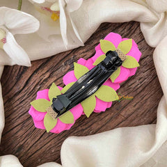 Vriksham Handmade Deep Pink Rose Hair Clip Flower Accessories-KH1347