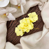 Vriksham Handmade Lemon Yellow Rose Hair Clip Flower Accessories-KH1346