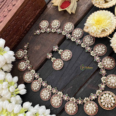 Vriksham Elegant Bridal Gold Plated Floral Coin-Red White & Green-G21086