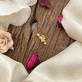 Vriksham Gold Look Alike Designer AD Stone Nath/Nose pin-White-G17408