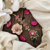 Vriksham Elegant Pink & Green Kundan Jadau Maang Tikka-Green Bead-J3477