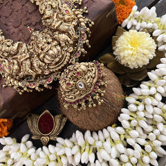 Vriksham Antique Gold Temple Style 1 gm Gold Haram-Gold Bead-G20307