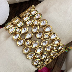 Vriksham Antique Tear Drop Kundan Bangle-Screw Type Bangles-White-G16501