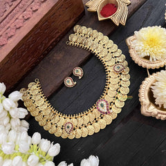 Vriksham Classic Gold Double Layered Lakshmi Coin Short Neckpiece-G21065