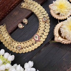 Vriksham Classic Gold Double Layered Lakshmi Coin Short Neckpiece-G21065