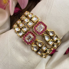 Vriksham Exquisite Kundan Bangle-Screw Type Bangles-Pink-G16504