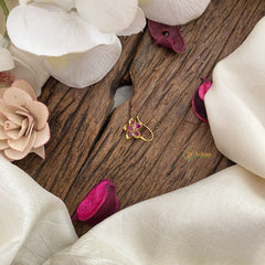 Vriksham Elegant Floral AD Stone Nath/Nose pin-Red-G17357