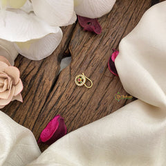 Vriksham Circle Shape AD Stone Nath/Nose pin-White Red & Green-G17348