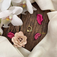 Vriksham Designer Round Naths/Nose pin-Red White & Green-G18712