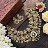 Vriksham Premium Bridal Lakshmi With Peacock Floral Pendant Short Neckpiece-G21089