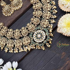 Vriksham Premium Bridal Lakshmi With Peacock Floral Pendant Short Neckpiece-G21089