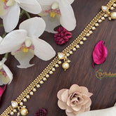 Vriksham Gold Look Alike Designer Tilak Kundan & Pearl Thin Hip Chain-G17970