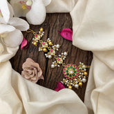 Vriksham Designer Floral Bridal Design Pearl Kundan Jadau Maang Tikka-Gold Bead-J3489